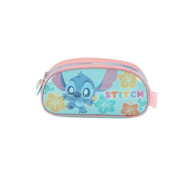 Imagem de Estojo Triplo Stitch Meninas Escolar Passeio Infantil Disney