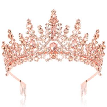 Imagem de Tiara CURASA Princess Crown Rose Gold para meninas e mulheres