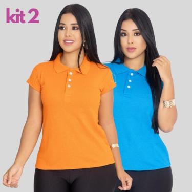 Imagem de Kit2 Camisa Gola Polo Feminina Ótimo Tecido E Acabamento - MULTI MARCA