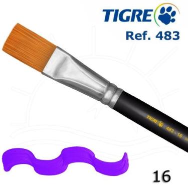 Imagem de Pincel Tigre 483 - Chato Sintético Dourado Acetinado, 16