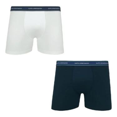 Imagem de Kit Com 2 Cuecas Boxer Infantil Algodão com Elastano Lupo, P, Branco, 