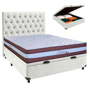Imagem de Kit Cabeceira + Cama Box Bau + Colchão Casal Molas Ensacadas Legaccy Paropas