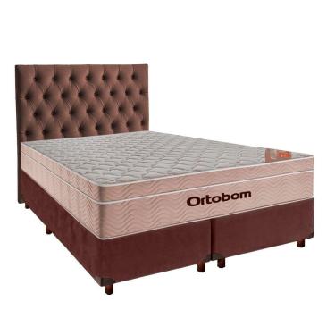Imagem de Cama Box + Colchão Queen Ortobom Molas Ensacadas Airtech + Cabeceira Estofada
