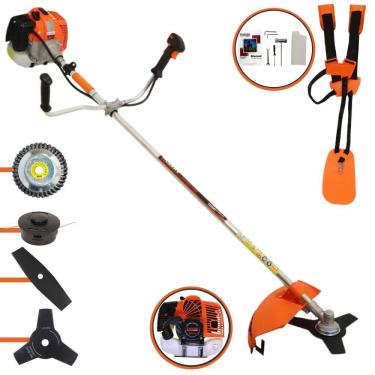 Imagem de Roçadeira Cortador de Grama À Gasolina VR620-H 2T 62cc 3HP de Alta Performance Com Carretel e Faca 3 Pontas + EXTRA Faca 2 Pontas e Escova de Aço