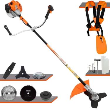 Imagem de Roçadeira Profissional Vulcan VR520H À Gasolina 2T 52cc 10.000rpm 2,5HP de Potência Com Carretel Nylon + 4 Lâminas de Cortes + Escova de Aço 38 Cerdas