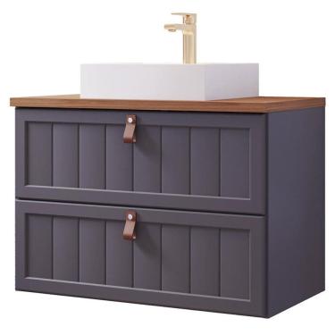 Imagem de Gabinete de Banheiro Sense com Cuba 60cm Titanium/Freijo - MGM