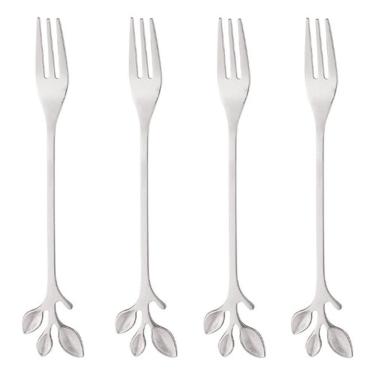 Imagem de Jogo 4 Garfos para petisco Leaves Aço Inox Prata Wolff