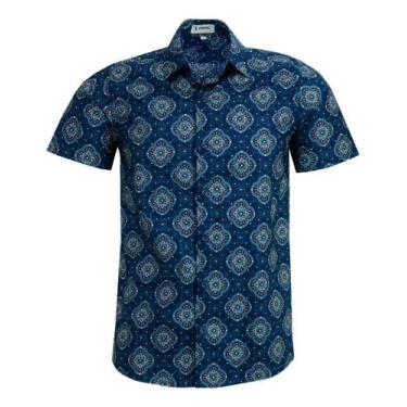 Imagem de Camisa Social Amil Estampada Manga Curta 100% Algodão 1898, Cor 01, 4