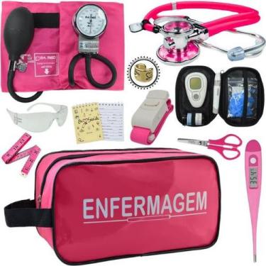Imagem de Kit Enfermagem Aparelho de Pressão Estetoscópio Medidor Glicose Pa Med