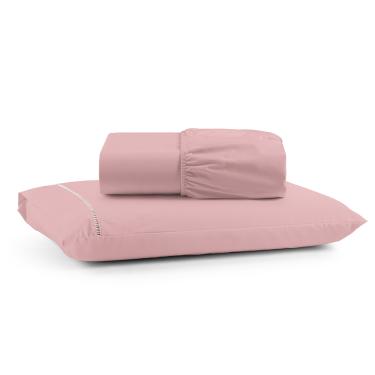 Imagem de Jogo de Lençol Luiza Solteiro 2 Pçs Percal 100% Algodão 180 Fios Ponto Palito - Rosa