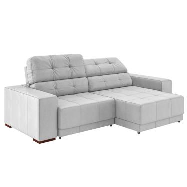 Imagem de Sofá Sala de Estar Retrátil e Reclinável 4 Lugares Lisboa 250cm Branco Couro - Gran Belo