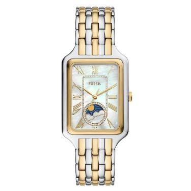 Imagem de Relógio Fossil Feminino Ref: Es5399/1bn Sol E Lua Retangular Bicolor