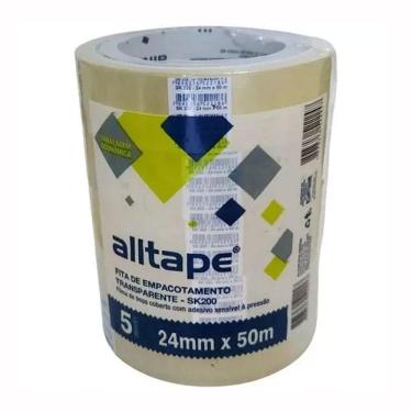 Imagem de Fita adesiva transparente 24mmx50m com 5 unid - Alltape