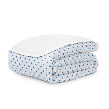 Imagem de Edredom Casal Queen 2.40x2.20 Micropercal 200 Fios (01 Peça) (POÁ BRA/AZUL FUNDO BRANCO)