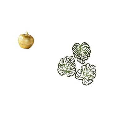 Imagem de Fenteer Estátua de Fruta de Resina E Folha de Palmeira, Arte de Parede de Madeira, Escultura Moderna Criativa para Mesa, Estante, Sala de Jantar, Quarto, Escr