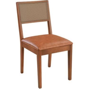 Imagem de Cadeira Jantar Alice Madeira Maciça Castanho Encosto Tela Sling Marrom