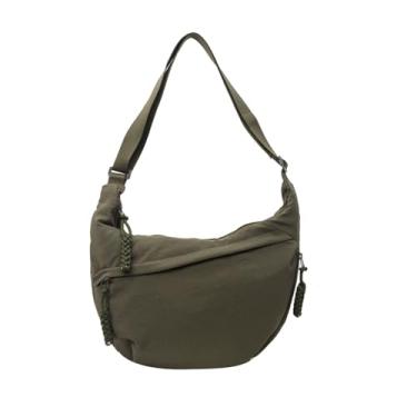 Imagem de Bolsas transversais crescentes para mulheres, bolsa de mão espaçosa, bolsas transversais, bolsa Hobo de Nylon Slouchy Sling para compras no trabalho, Verde