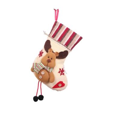 Imagem de MotiveTech Meia de Natal Decoração de Natal Sacola de Presente para Família Crianças Pingente Pendurado Enfeite para Lareira Feriado Fazenda Festivo, Cervo