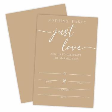 Imagem de Convites de casamento - Minimalismo marrom - 15 peças convites de dupla face com envelopes para Sr. & Mrs, celebração de chá de casamento, recém-casados, lembrancinhas de festa e suprimentos - A58