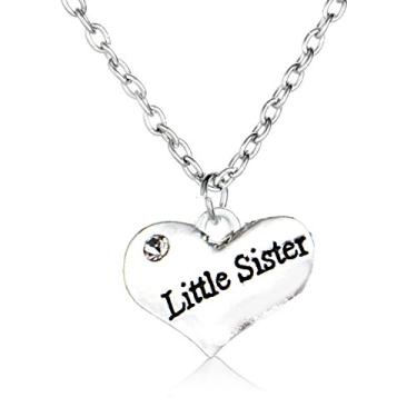 Imagem de Colar de coração de irmã presente para irmãs Big Sis Mid Sis Little Sister, presente de aniversário para irmãs, pingente de coração, One Size, Aço inoxidável, Sem Pedra Preciosa