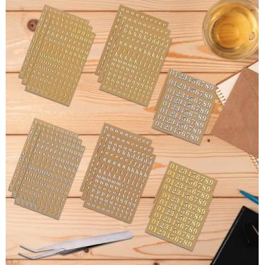 Imagem de 18 folhas de mini adesivos de letras douradas/prata para arte de unhas, artesanato de resina epóxi, adesivos de scrapbook DIY autoadesivos com glitter com pinças