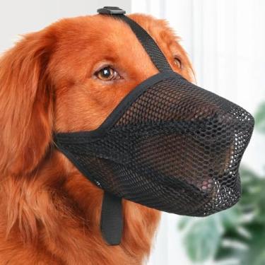 Imagem de Focinheira preta para cães, design respirável ajustável, adequada para cães pequenos/médios (caminhadas diárias/cuidados pessoais/visitas ao veterinário)