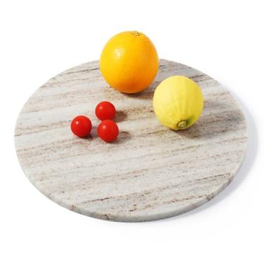 Imagem de Koville Tábua de corte de mármore para cozinha, tábua de queijo grande de 40,6 x 40,6 cm, tábua de servir redonda para assar massa de charcutaria, placa de pedra natural para bancada
