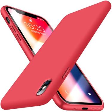Imagem de Capa compatível com iPhone X/XS de 5,8 polegadas, capa protetora com forro de microfibra antiarranhões com 4 camadas de borracha macia à prova de choque, capa protetora com forro de microfibra