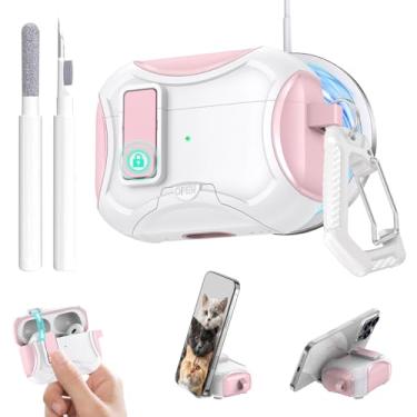 Imagem de Aircawin Capa para Airpods Pro 3, trava de segurança e suporte de telefone para Airpods Pro 3ª geração, compatível com Magsafe, pop-up automático, design de proteção de nível militar com mosquetão e