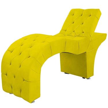 Imagem de Maca Estofada Capitone Reclinável Julia Para Estetica Facial Sombrancelha E Cílios Suede Cor Amarelo