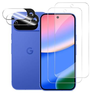 Imagem de BIGFACE Protetor de tela de vidro temperado para Pixel 10 + protetor de lente da câmera [2 + 2 pacotes ][Desbloqueio de impressão digital] [Antiarranhões] [compatível com capas] Película protetora HD