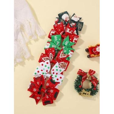 Imagem de 6 peças de clipes de laço de cabelo de Natal cata-vento para mulheres jovens acessórios de cabelo