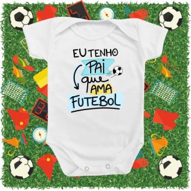 Imagem de Roupinha Body de Bebê Temático Mimo Papai que Ama Futebol Menino Azul 