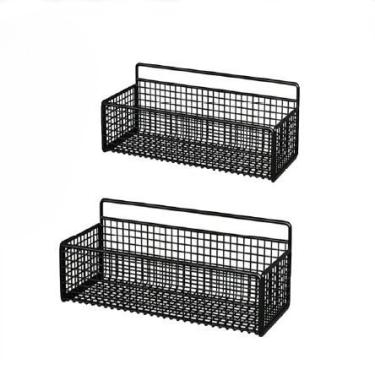 Imagem de Prateleira de Cozinha e Banheiro com Cesto de Drenagem em Ferro Preto(KIT（G+P）)