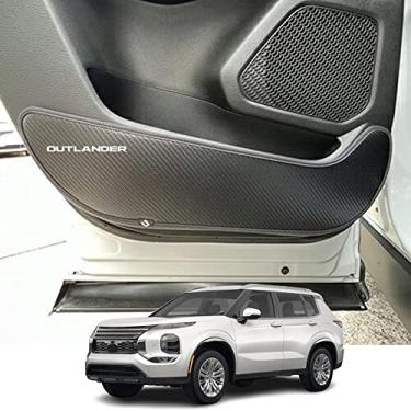 Imagem de Kakash Acessórios De Interior Personalizados Para Mitsubishi Outlander 2022 2023 Phev 2024 Adesivos Anti-Chute Porta Couro, Protetores Bordas Laterais, 4 Peças/Conjunto (Fibra Carbono)