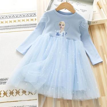 Imagem de Fantasia De Princesa Elsa Frozen Para Meninas, Vestido Fluffy De Manga