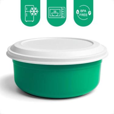 Imagem de Tigela Saladeira Redonda Kit 5 Potes Plastico Com Tampa 4,6L Cozinha S