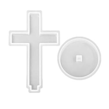 Imagem de Molde de cruz em pé de 12 cm com base, molde de crucifixo para resina epóxi