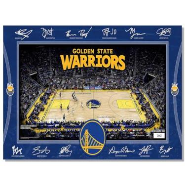 Imagem de BILVAZOG Pôster de basquete guerreiros para fãs de festa de aniversário infantil Gitfs-2025 Cartazes de quadra de assinatura - Imagem impressa em tela para decoração de quarto de menino