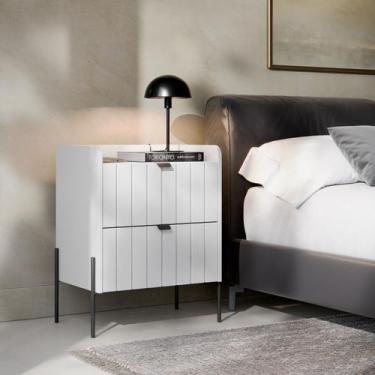 Imagem de mesa de cabeceira com gaveta madeira mdf para quarto cama de casal com