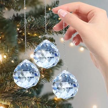 Imagem de Pacote com 3 bolas de cristais, prisma, criador de arco-íris, com corrente, luz de janela, apanhador de luz solar, decorativo, realce reflexivo
