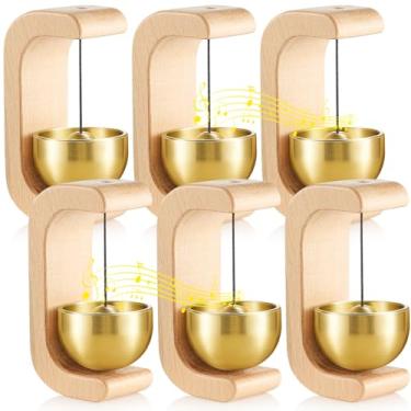 Imagem de Zonon 6 peças de campainha magnética de madeira para decoração de campainha de vento para abertura de porta em forma de C para presente de inauguração de casa, geladeira, sala de jardim, restaurante