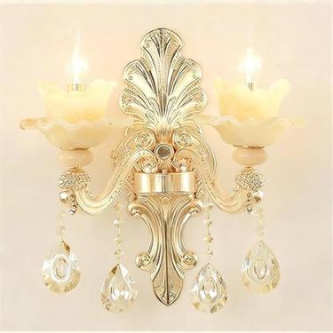 Imagem de Luminária de parede contemporânea de cristal para interiores, estilo europeu, luxuosa, com LED, para decoração de sala de estar, quarto, escritório, quarto modelo, hotel, casa de campo, corr
