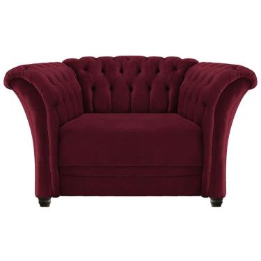 Imagem de Poltrona Decorativa Chesterfield Sofia Suede Bordô