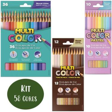 Imagem de Kit Lápis de Cor 58 Cores Multicolor Faber Castell Cores Básicas Paste