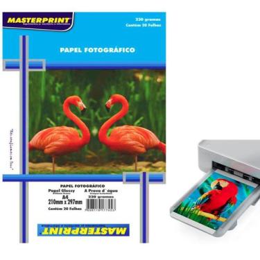 Imagem de Papel Foto Glossy prova dagua A4 230g 20fls Brilhante Secagem Rápida I