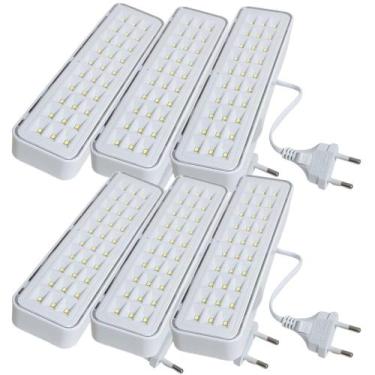 Imagem de Kit 6 Iluminária de Emergência Luz 30 Led Bivolt 110v 220v - ELGIN ILU