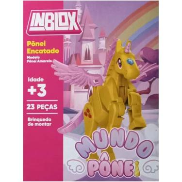 Imagem de Unicórnio de Montar Infantil Brinquedo Educativo com Asas Figura de Ação Colecionável Bloco de montar -AMARELO