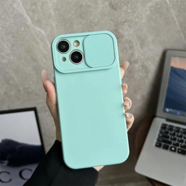 Imagem de Capa protetora de câmera deslizante com janela de pressão para iPhone 15, 14, 13, 12 Mini, 11 Pro Max, X, Xr, Xs Max, 6, 6s, 7, 8 Plus, capa macia à prova de choque (para iPhone 12/Azul)