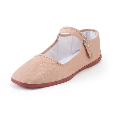 Imagem de SAEEKO Sapatilhas femininas clássicas chinesas, sapatos casuais de boneca chinesa, algodão Mary Janes, sapatos chineses de tai chi, Blush, 35